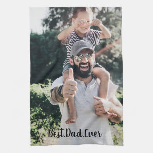 Best Dad Ever Modern Photo Collage Tea Towel