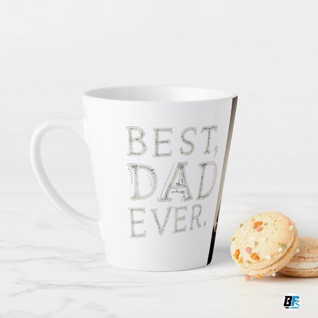 Best Dad Ever Modern Photo  Father's Day Latte Mug (Creator Uploaded)