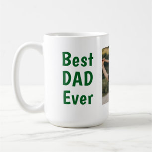 Best dad ever modern photo green Father's Day Coffee Mug