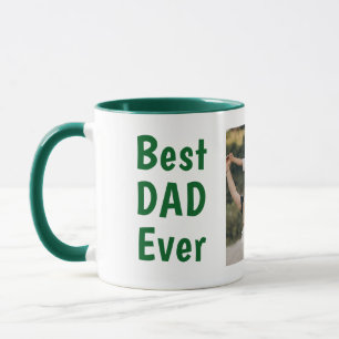 Best dad ever modern photo green Father's Day Mug