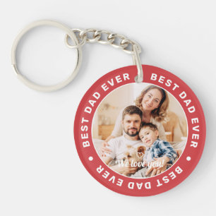 Best Dad Ever Modern Simple Custom Photo Key Ring