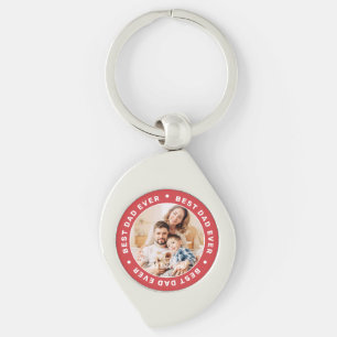 Best Dad Ever Modern Simple Custom Photo Key Ring
