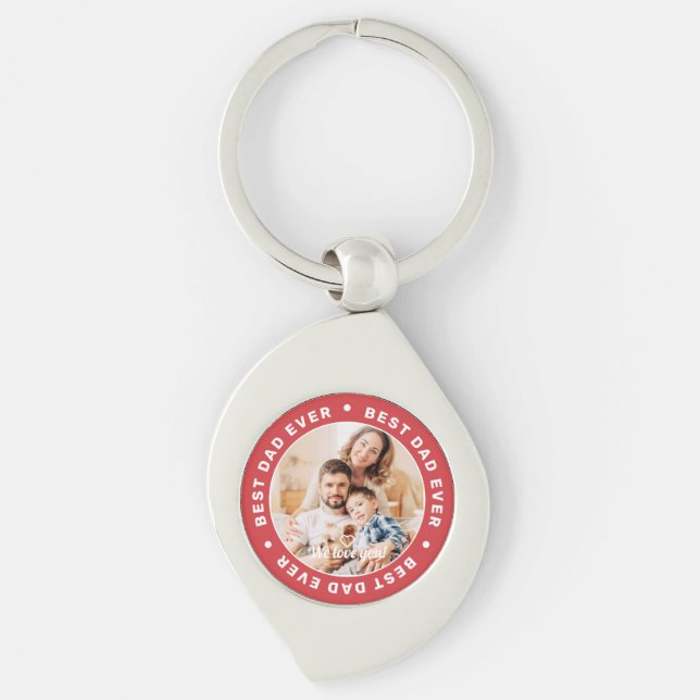 Best Dad Ever Modern Simple Custom Photo Key Ring (Front)