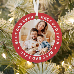 Best Dad Ever Modern Simple Custom Photo Metal Tree Decoration