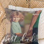 Best Dad Ever Modern Simple Playful Script Photo Cushion<br><div class="desc">Design is composed of modern and playful script typography. Add family photo.</div>