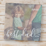 Best Dad Ever Modern Simple Playful Script Photo Stone Magnet<br><div class="desc">Design is composed of modern and playful script typography. Add family photo.</div>