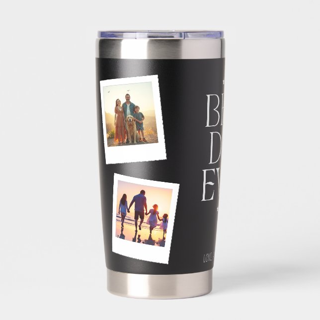 Best Dad Ever Modern Snapshot Style 4 Photos  Insulated Tumbler (Front)