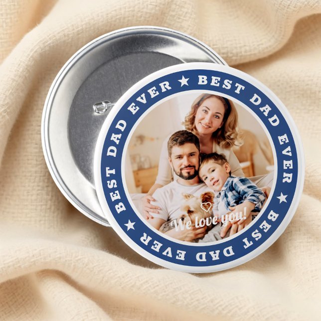 Best Dad Ever Modern Star Custom Photo 7.5 Cm Round Badge (Creator Uploaded)