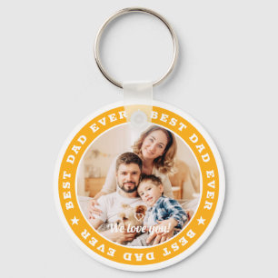 Best Dad Ever Modern Star Custom Photo Key Ring