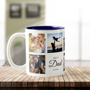Best Dad Ever Modern Trendy Family Photo Collage Two-Tone Coffee Mug