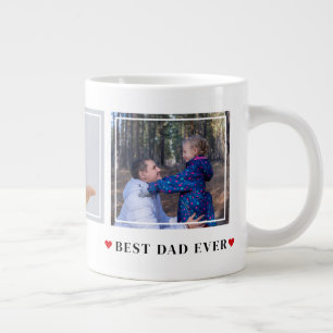 Best Dad Ever Modern Typography 3 Photo Hearts Large Coffee Mug