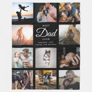 BEST DAD EVER Modern Typography Father's Day Fleece Blanket
