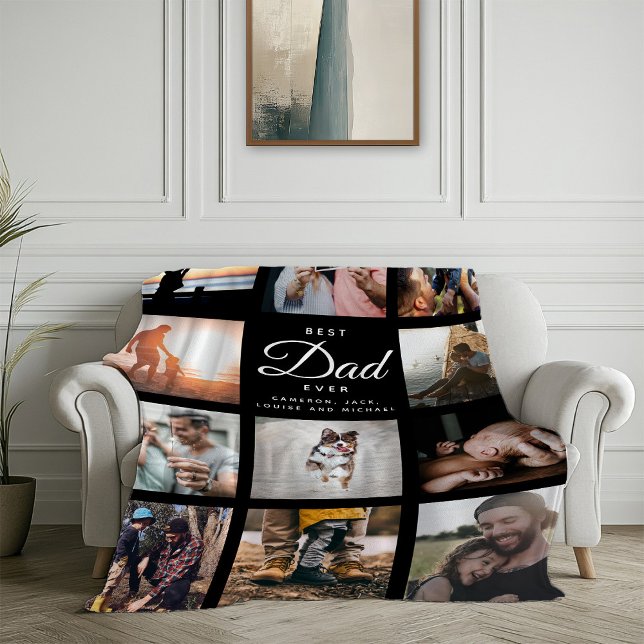 BEST DAD EVER Modern Typography Father's Day Fleece Blanket (Creator Uploaded)