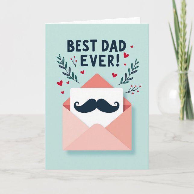 Best Dad Ever Moustache Card (Front)