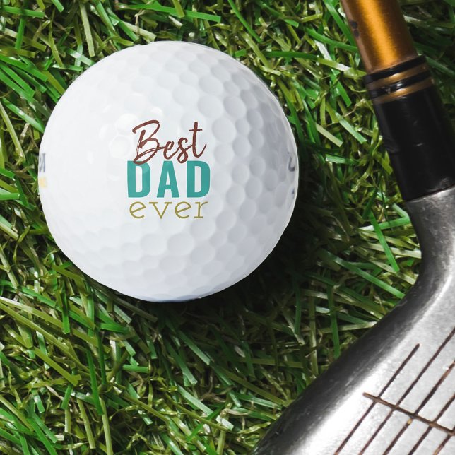 Best Dad Ever Multi Colour Typography Golf Balls (Creator Uploaded)