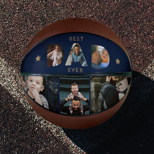 Best DAD Ever Multiple Photo Collage Navy Keepsake Basketball