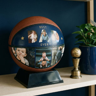 Best DAD Ever Multiple Photo Collage Navy Keepsake Basketball