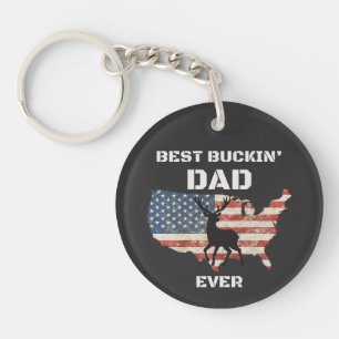 Best Dad Ever Patriotic Deer Hunting Father's Day  Key Ring