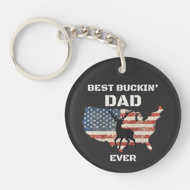 Best Dad Ever Patriotic Deer Hunting Father's Day  Key Ring (Front)