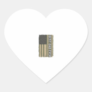 Best Dad Ever Patriotic Flag Vintage Father Shirt_ Heart Sticker