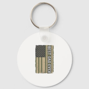 Best Dad Ever Patriotic Flag Vintage Father Shirt_ Key Ring