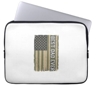 Best Dad Ever Patriotic Flag Vintage Father Shirt_ Laptop Sleeve