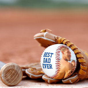 Best Dad Ever Patriotic Red White Blue Photo Baseball