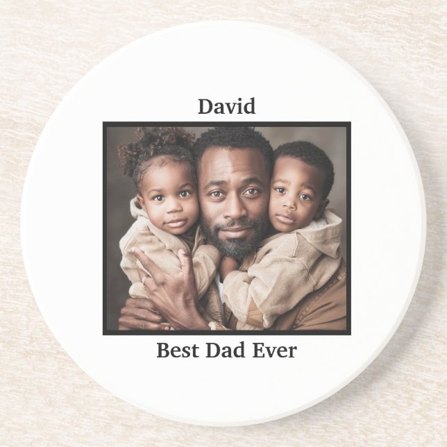 Best Dad Ever Personalise African American Coaster (Front)