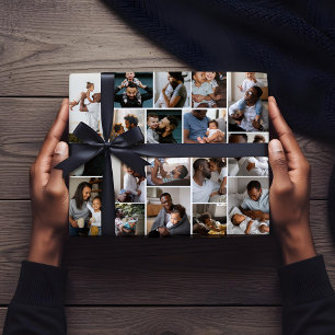 Best Dad Ever Personalised Family Photo Collage Wrapping Paper Sheet