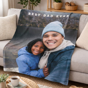Best Dad Ever Personalised Family Photo Keepsake Fleece Blanket