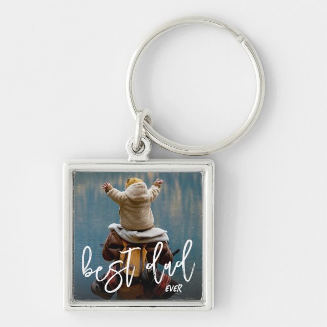 Best Dad Ever Personalised Father's Day Photo Key Ring (Front)