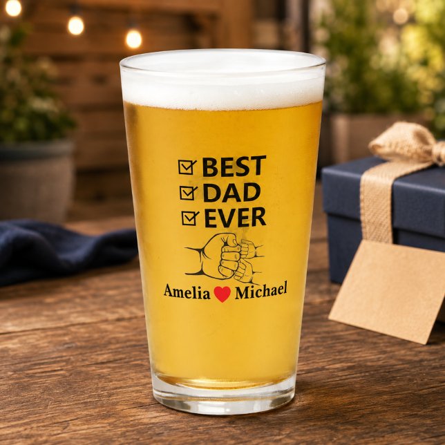 Best Dad Ever Personalised Glass Cup (Creator Uploaded)