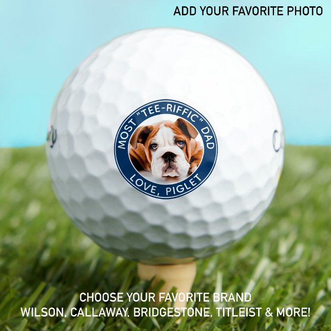 Best Dad Ever Personalised Golfer Pet Dog Photo  Golf Balls (Creator Uploaded)