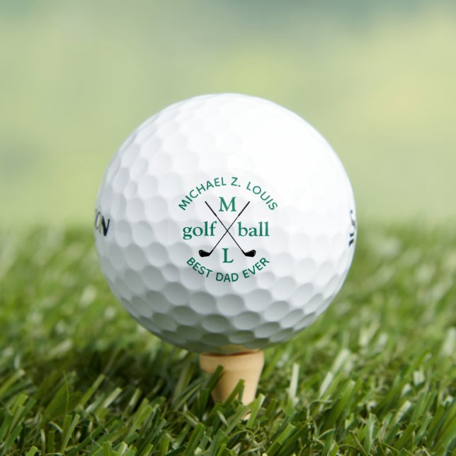BEST DAD EVER Personalised Monogram Golf Balls (Insitu Tee)