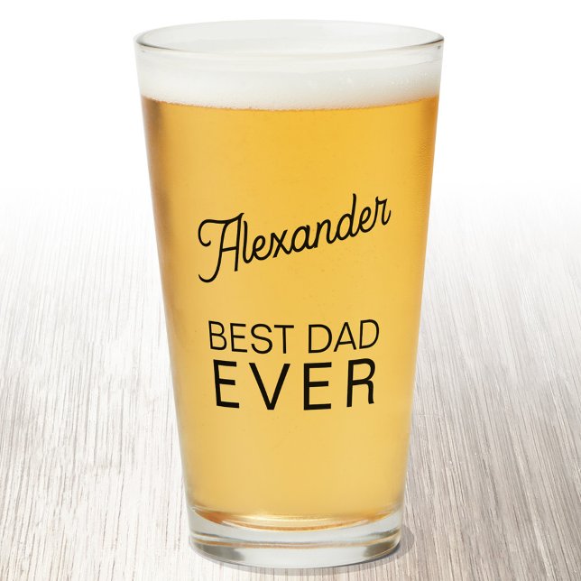 Best Dad Ever Personalised Name Beer Glass (Personalized name Best Dad Ever beer glass)
