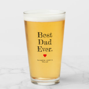 Best Dad Ever Personalised Names Glass
