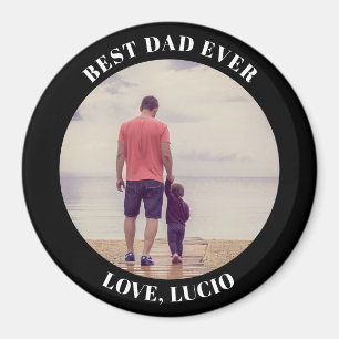 Best dad ever personalised photo black magnet