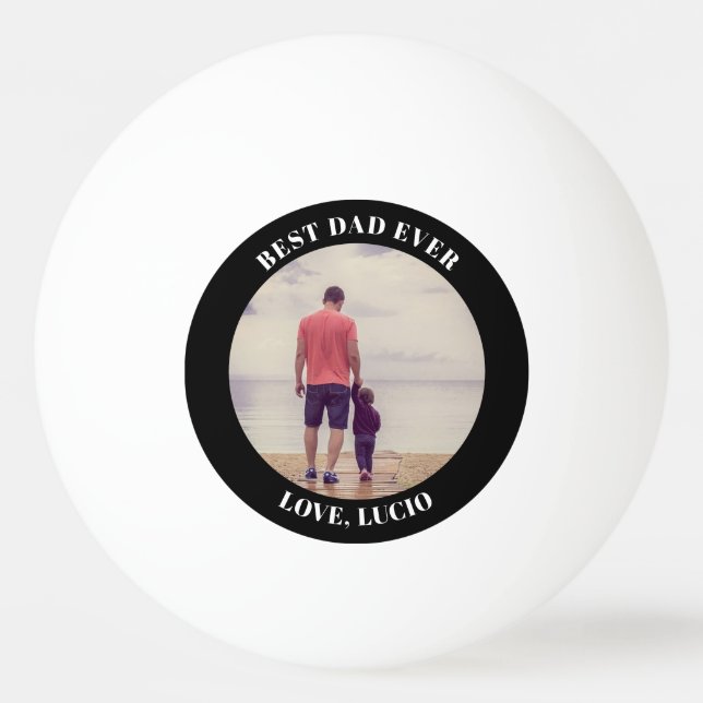 Best dad ever personalised photo black ping pong ball (Front)