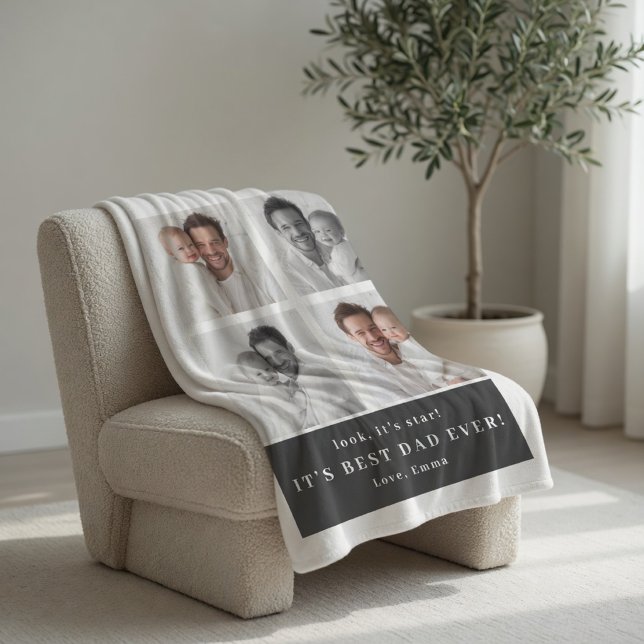 Best Dad Ever Personalised Photo Blanket | Custom  (Creator Uploaded)