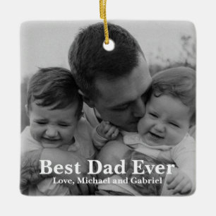Best Dad Ever personalised photo Christmas  Ceramic Ornament