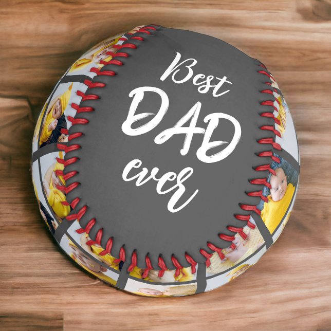 Best Dad Ever Personalised Photo Collage and Text Baseball (Creator Uploaded)