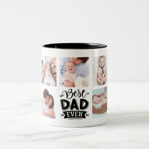 Best Dad Ever Personalised Photo Collage Gift Two-Tone Coffee Mug