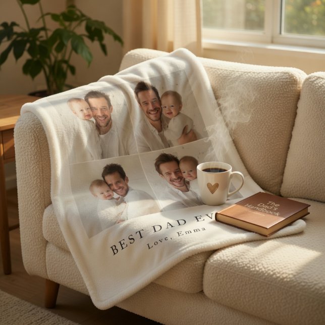 Best Dad Ever Personalised Photo | Custom  Sherpa Blanket (Creator Uploaded)