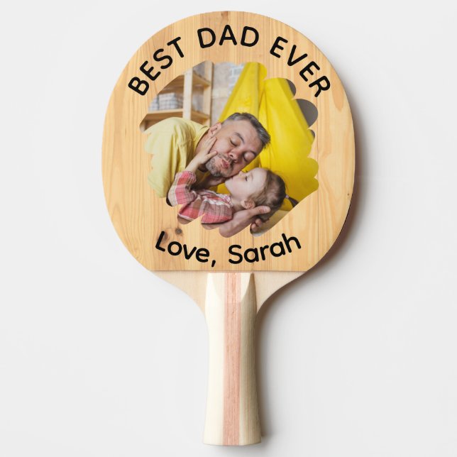 Best Dad Ever Personalised Photo Father's Day Ping Pong Paddle (Front)