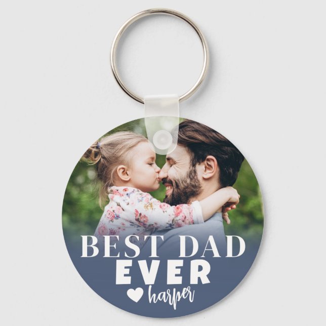 Best Dad Ever Personalised Photo Key Ring (Front)