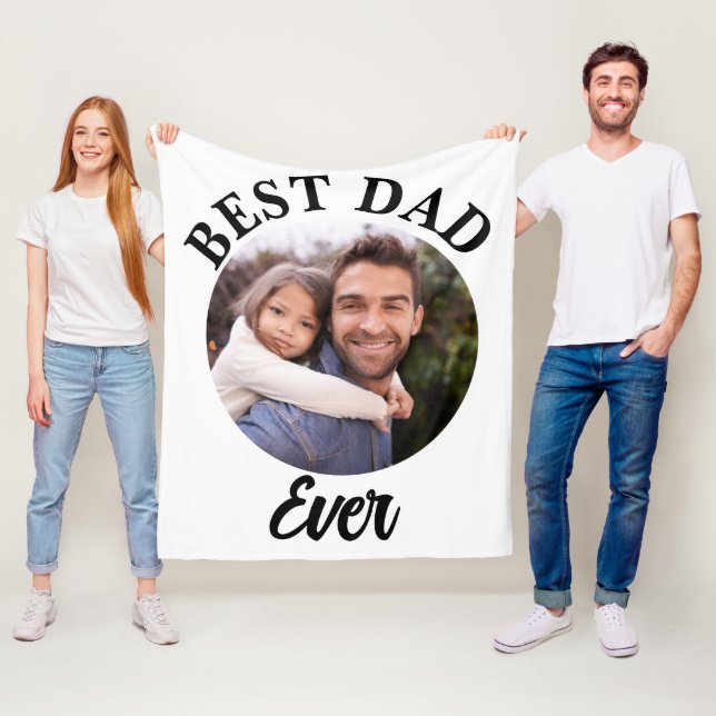 Best Dad Ever Personalised Photo Template Fleece Blanket (In Situ)