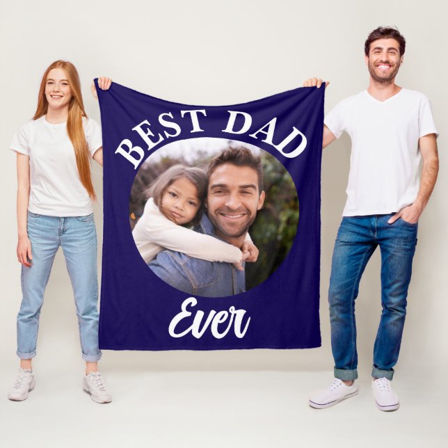 Best Dad Ever Personalised Photo Template Fleece Blanket (In Situ)