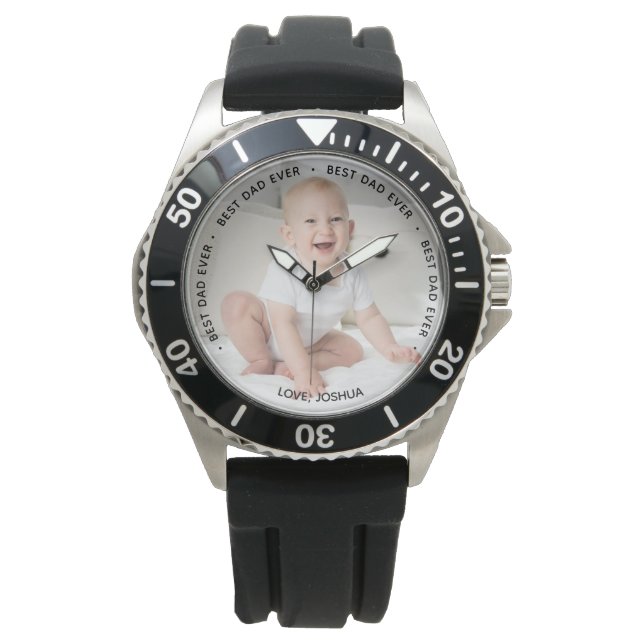 Best Dad Ever Personalised Photo Watch (Front)