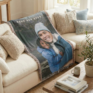 Best Dad Ever Personalized Family Photo Keepsake Throw Blanket