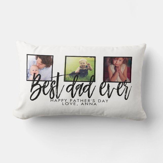 Best Dad Ever Personalized Gift for Fathers Day Lumbar Cushion (Front)